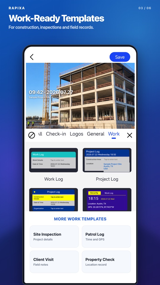 Rapixa · Work templates